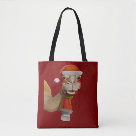 Schattige Kameel met Kerstman Hoed Kerstmis Tote Bag