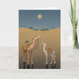 Schattige kamelen op Bethlehem kerstkaart Kaart