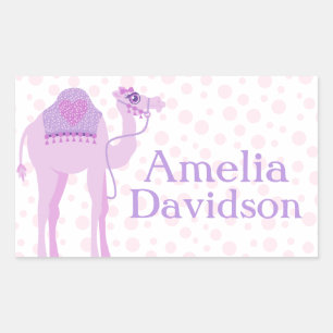 Schattige kamelenboek bord naam paarse ID label st