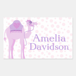 Schattige kamelenboek bord naam paarse ID label st