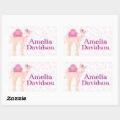 Schattige kamelenboek bord naam roze ID label stic (Vel)