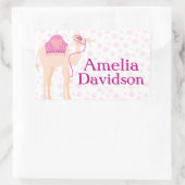 Schattige kamelenboek bord naam roze ID label stic (Tas)