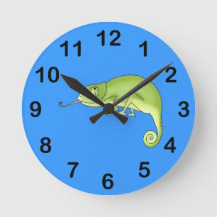 schattige kameleon ronde klok