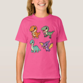 Schattige Kamp Krijt Dinosauriërs Cartoon Kawaii D T-shirt