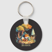 schattige kampfoxliefhebbers voegen naam toe sleutelhanger (Voorkant)