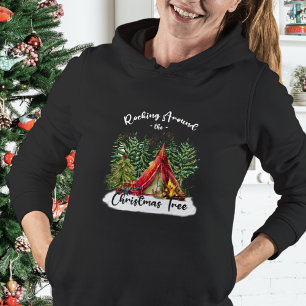 Schattige kampvuur rood groen moderne kerstboom hoodie