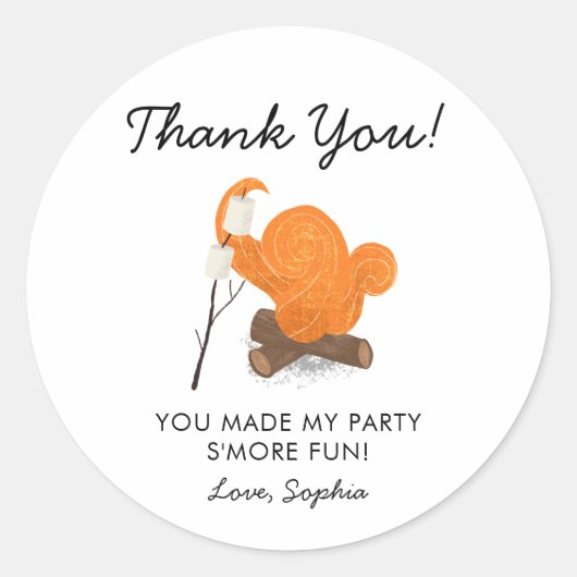 Schattige kampvuur verjaardagsfeestje gunst ronde sticker (Voorkant)
