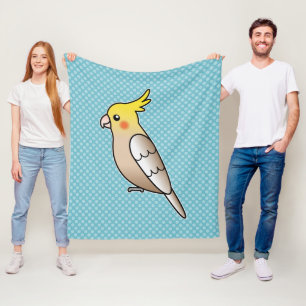 Schattige Kaneel Kleintje Koketiel Cartoon Vogel I Fleece Deken