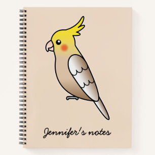Schattige Kaneel Kleintje Koketiel Cartoon Vogel I Notitieboek