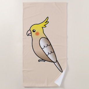 Schattige Kaneel Kleintje Koketiel Cartoon Vogel I Strandlaken