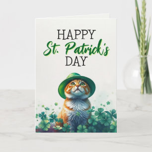 Schattige kaneelkleurige kat & shamrocks St. Patri Kaart