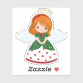 Schattige kaneelkleurige kerstengel sticker (Vel)