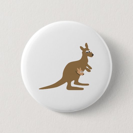 Schattige kangoeroe en joey ronde button 5,7 cm (Voorkant)