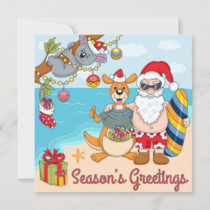 Schattige kangoeroe en koala met Sinterklaas Feestdagenkaart