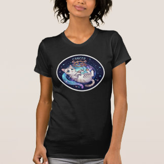 Schattige Kanker Zodiac Kat Ruimte Melkweg Sterren T-shirt