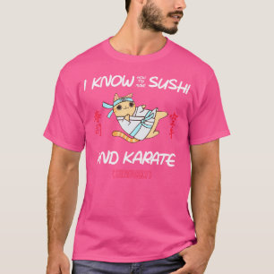 Schattige Karate Japans Cat Sushi Chef Funny Kawai T-shirt