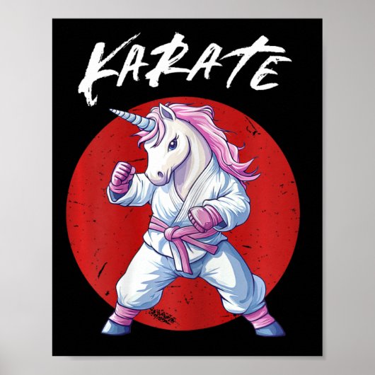 Schattige Karate Kind Eenhoorn Vrouwen Strijder Poster (Voorkant)