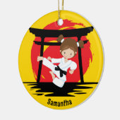Schattige Karate Meisje Gepersonaliseerde Kinder N Keramisch Ornament (Links)
