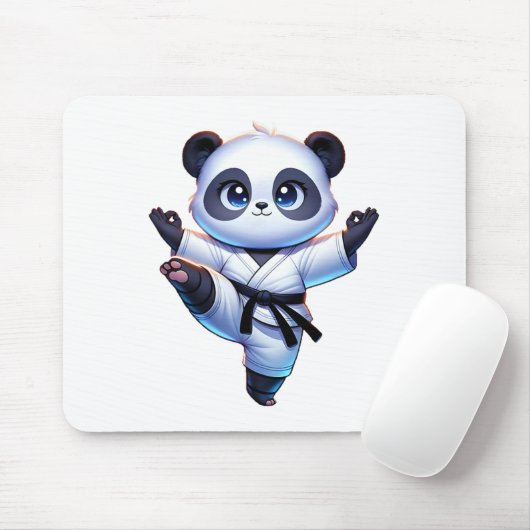 Schattige karate panda kraankickpose muismat (Met muis)