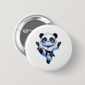 Schattige karate panda kraankickpose ronde button 5,7 cm (Voorkant /achterkant)