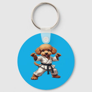 Schattige Karate Puppy Martial Arts GI Illustratie Sleutelhanger
