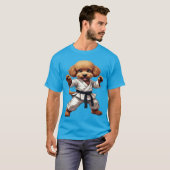 Schattige Karate Puppy Martial Arts GI Illustratie T-shirt (Voorkant volledig)