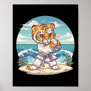 Schattige Karate Tijger Kickboksen Taekwondo Jiu-j Poster