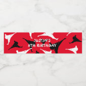 Schattige karate verjaardagsfeestthema gepersonali waterfles etiket (Enkel label)