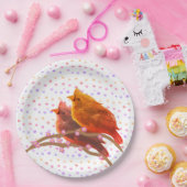 Schattige Kardinaal Vogelpaar Papieren Bordje (Feest)