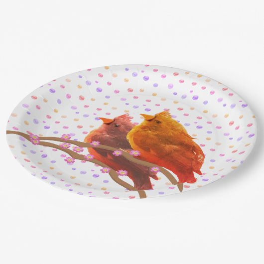 Schattige Kardinaal Vogelpaar Papieren Bordje (Gekanteld)