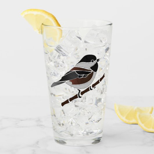 Schattige kastanjedragende Chickadee Bird Glas (Voorkant ijs)