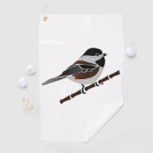 Schattige kastanjedragende Chickadee Bird Golfhanddoek (Insitu)