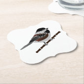 Schattige kastanjedragende Chickadee Bird Kartonnen Onderzetters (Gekanteld)