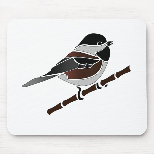 Schattige kastanjedragende Chickadee Bird Muismat (Voorkant)