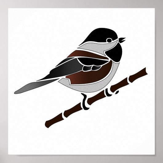 Schattige kastanjedragende Chickadee Bird Poster (Voorkant)