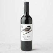 Schattige kastanjedragende Chickadee Bird Wijn Etiket (Voorkant)