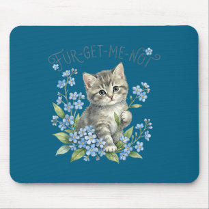 Schattige kat & bloemen fur-get-me-not cadeau muismat