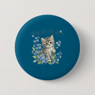 Schattige kat &amp; bloemen fur-get-me-not cadeau  ronde button 5,7 cm