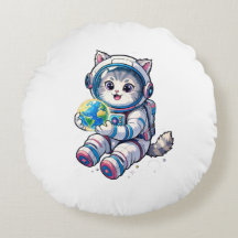 Schattige kat-astronaut die Cartoon-aarde ruimteku