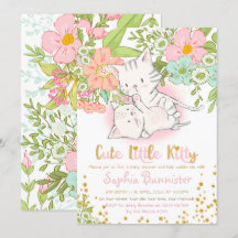 Schattige Kat Baby shower Girl Invitation