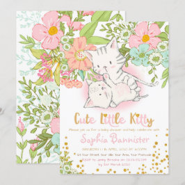 Schattige Kat Baby shower Girl Invitation Kaart