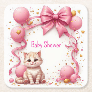 Schattige kat baby shower groet 🐱 kartonnen onderzetters