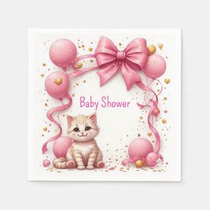 Schattige kat baby shower groet 🐱 servet