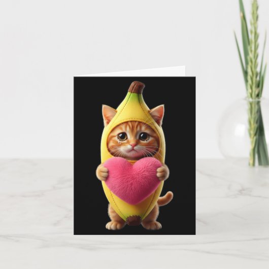 Schattige Kat Banaan Hart Grappig Sarcasme Brainro Kaart (Voorkant)