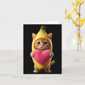 Schattige Kat Banaan Hart Grappig Sarcasme Brainro Kaart (Gele Bloem)