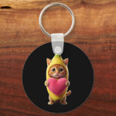 Schattige Kat Banaan Hart Grappig Sarcasme Brainro Sleutelhanger (Voorkant)