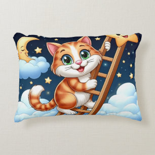 Schattige Kat beklimt maanladder Accent Kussen