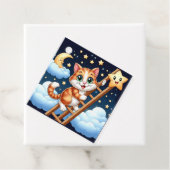 Schattige Kat beklimt maanladder Bedankjes Labels (In situ)