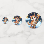 Schattige Kat beklimt maanladder Confetti (Achterkanten)