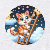 Schattige Kat beklimt maanladder Labels (Design 1)